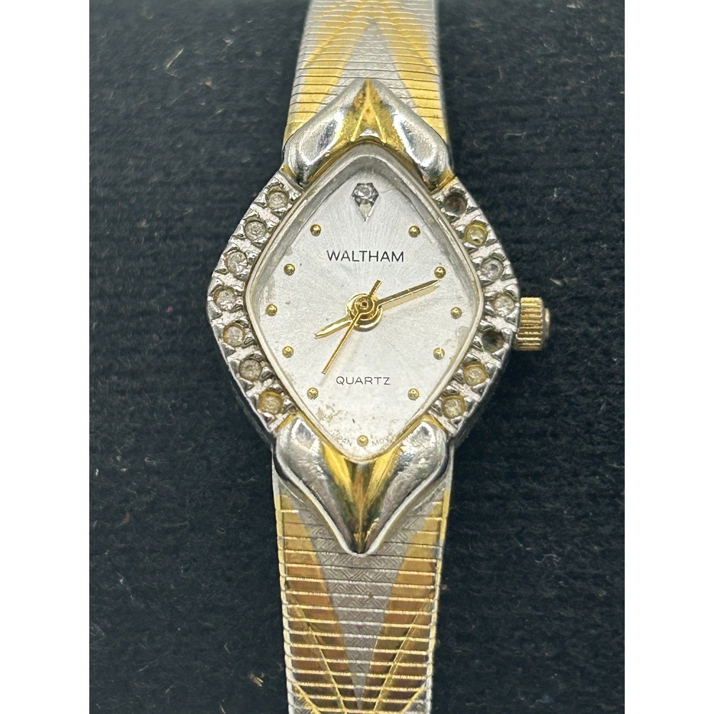 Waltham Ladies Watch Gold Silver Band W1D4, Needs Battery Not Tested